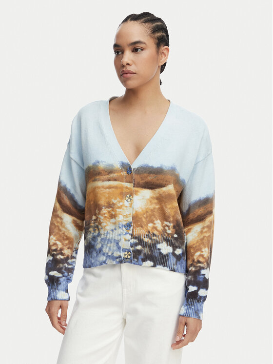 Desigual Cardigan Sun 26SWJF18 Albastru deschis Regular Fit