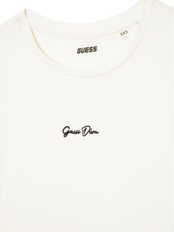 Guess Guess T-Shirt V6YI01 K4258 Kremowy Slim Fit
