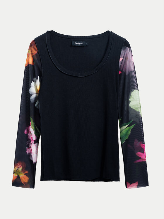 Desigual Desigual Bluză Flint 25SWTK93 Negru Slim Fit