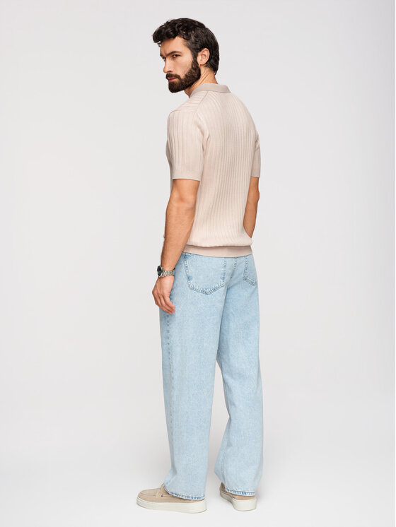 Ombre Ombre Polo OM-POSS-0169 Beżowy Slim Fit