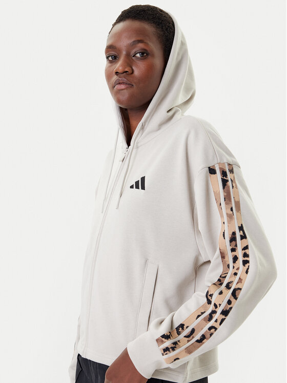 adidas adidas Majica dugih rukava Animal Print 3-Stripes JM1860 Bež Loose Fit