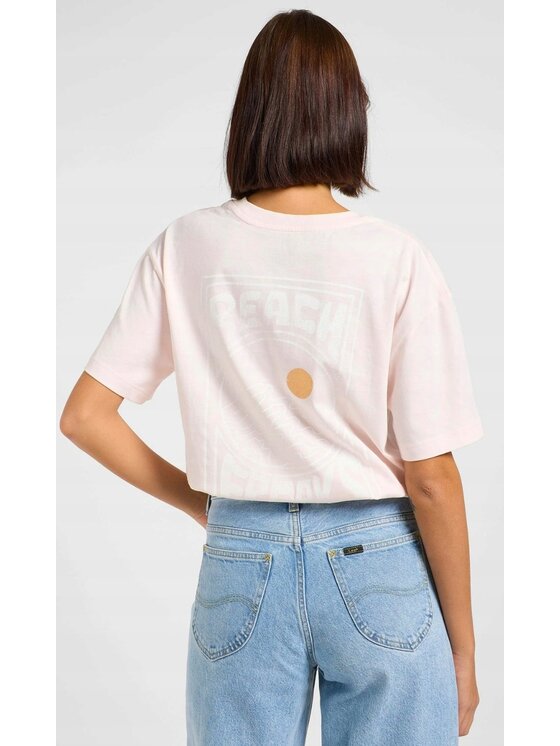 Lee Lee T-Shirt Graphic Tee Różowy Relaxed Fit