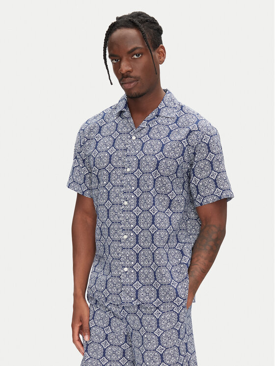 Jack & Jones Jack & Jones Sada košile a sportovní šortky Seersucker 12284648 Modrá Relaxed Fit