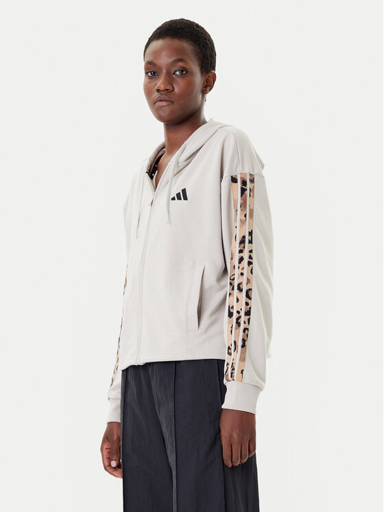 adidas adidas Majica dugih rukava Animal Print 3-Stripes JM1860 Bež Loose Fit