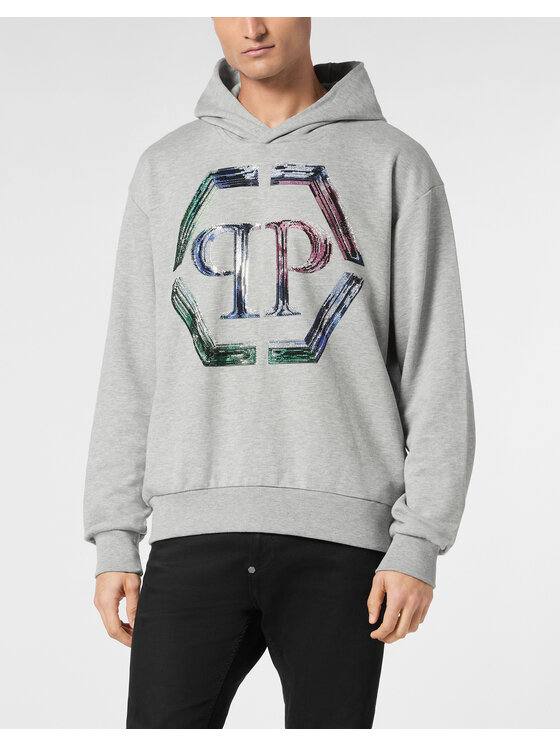PHILIPP PLEIN PHILIPP PLEIN Mikina 9589 Sivá Regular Fit