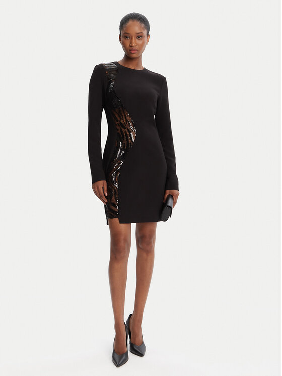 Just Cavalli Just Cavalli Kokteiļkleita 79PAO918 Melns Regular Fit
