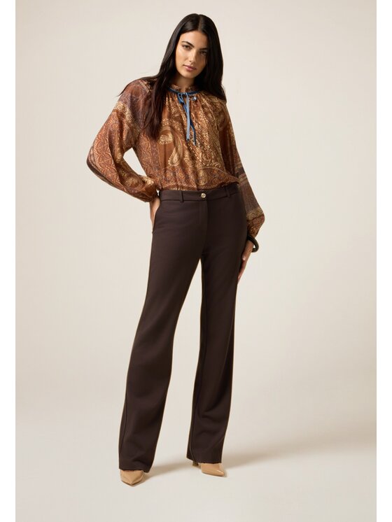 Oltre Oltre Pantaloni di tessuto P046R108804N022 Marrone Regular Fit