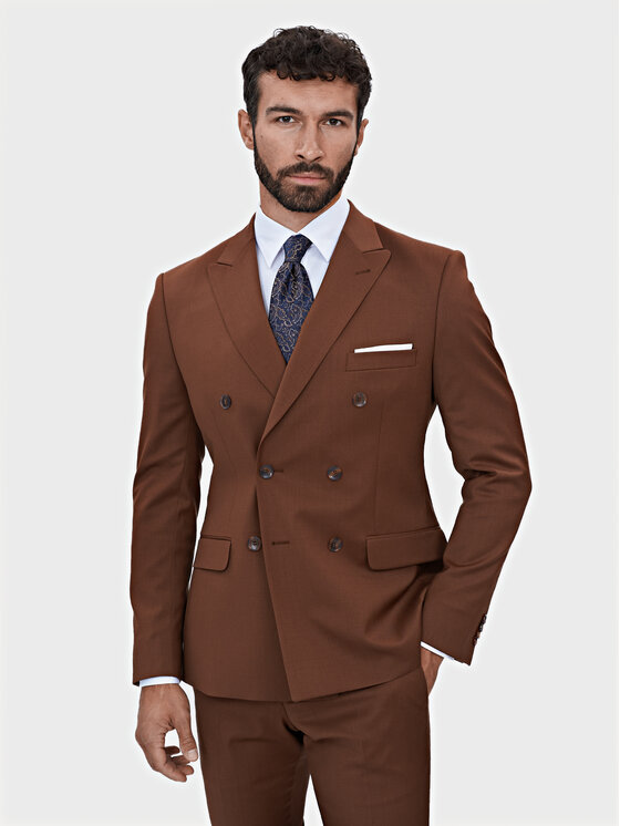 Evenemen Evenemen Garnitur Rector Brązowy Slim Fit