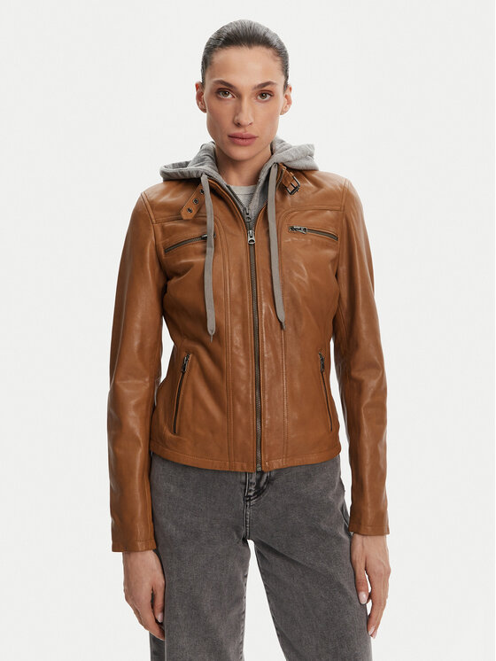 Serge Pariente Serge Pariente Lederjacke 77040 Braun Regular Fit