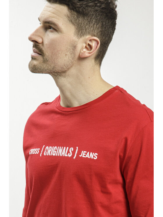 Cross Jeans Cross Jeans Longsleeve 15930-007 Czerwony Regular Fit