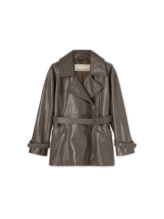 Trussardi Trussardi Kurtka skórzana R303A000786N040 Zielony Regular Fit