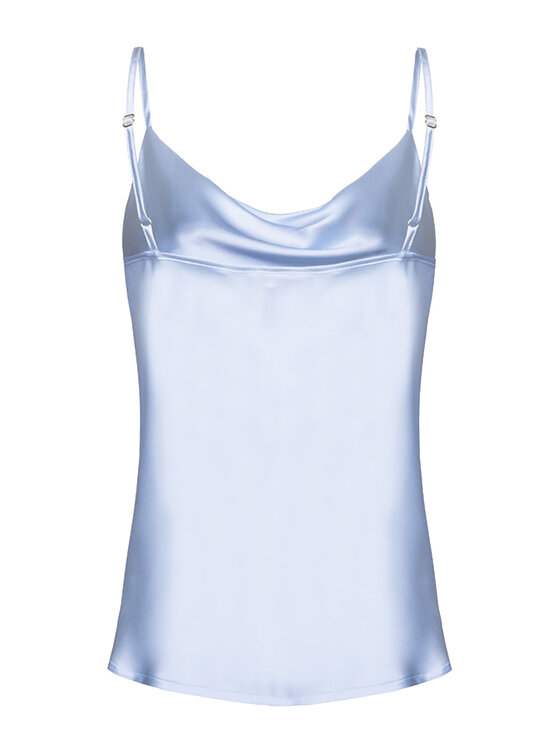 Cat&Cat Cat&Cat Top jedwabny z dekoltem woda Błękitny Regular Fit