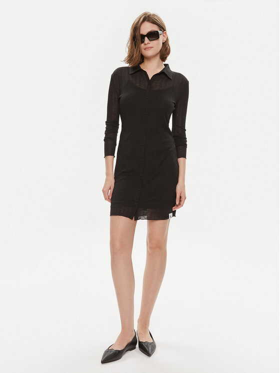 Calvin Klein Jeans Calvin Klein Jeans Rochie tip cămașă J20J223047 Negru Slim Fit