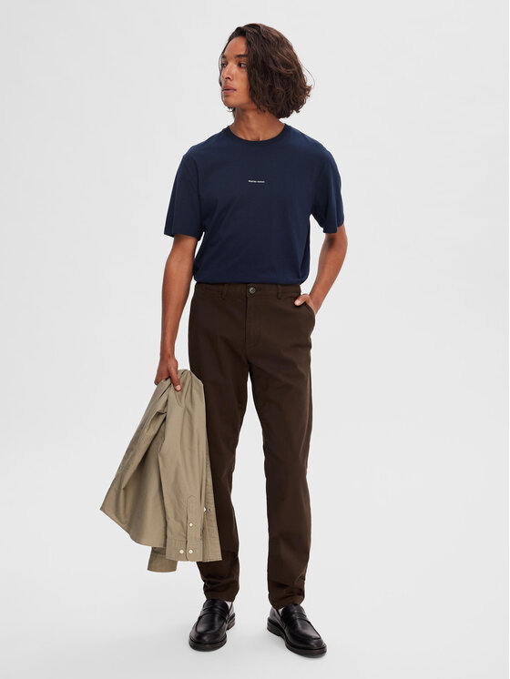 Selected Homme Selected Homme Chino nohavice 16087663 Hnedá Slim Fit