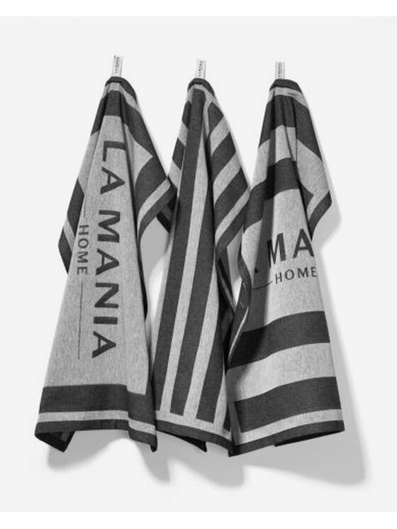 La Mania La Mania Komplet ścierek Stripes 3 szt. Szary