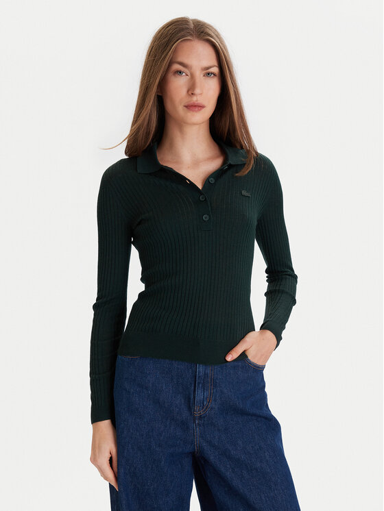 Lacoste Sveter AF4006 Zelená Slim Fit