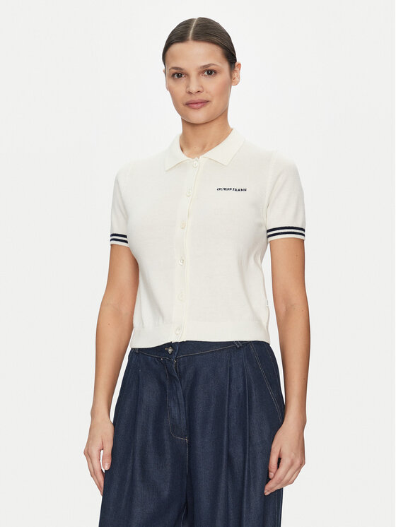 Guess Jeans Tricou polo W5GR03 Z3HO2 Crem Regular Fit