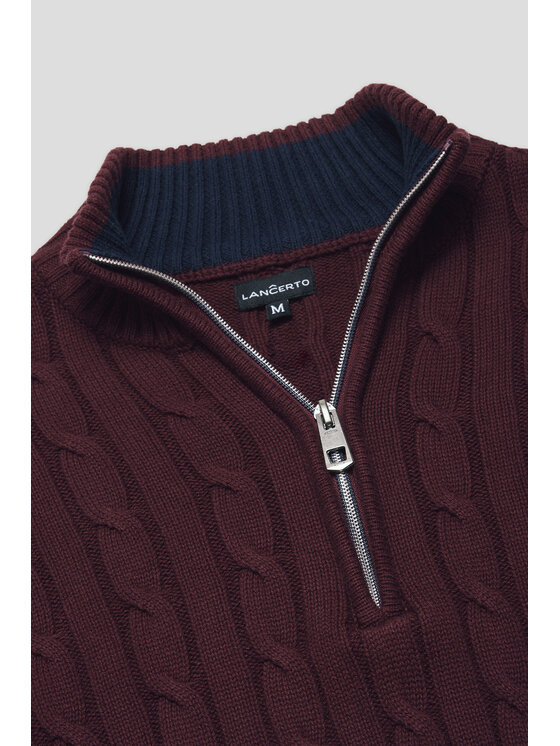Lancerto Lancerto Sweter Vetle SW073224000088 Bordowy Regular Fit