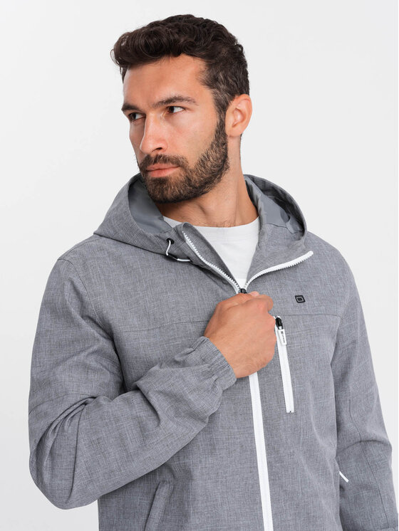 Ombre Ombre Kurtka przejściowa OM-JANP-0136 Szary Regular Fit