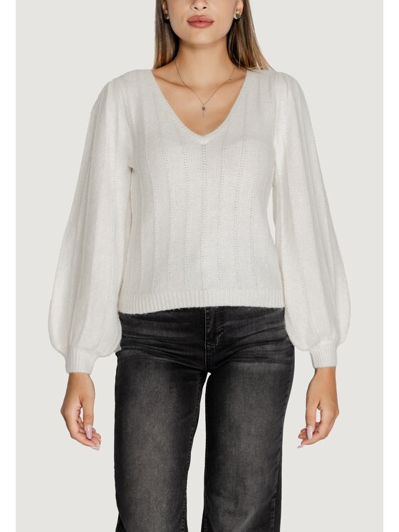Guess Guess Sweter LS VN MADELINE TEXTURE Biały Classic Fit