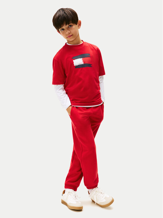 Tommy Hilfiger Tommy Hilfiger Tricou Flag Archive KB0KB10111 Roșu Regular Fit