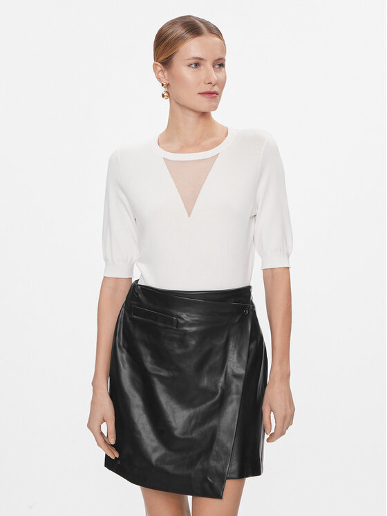 DKNY Sveter P2JSAXA5 Biela Regular Fit