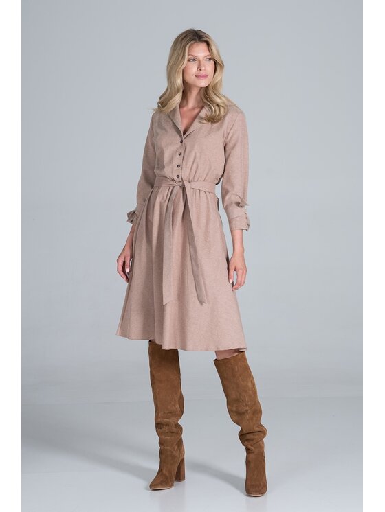 FIGL FIGL Φόρεμα M838 Μπεζ Regular Fit