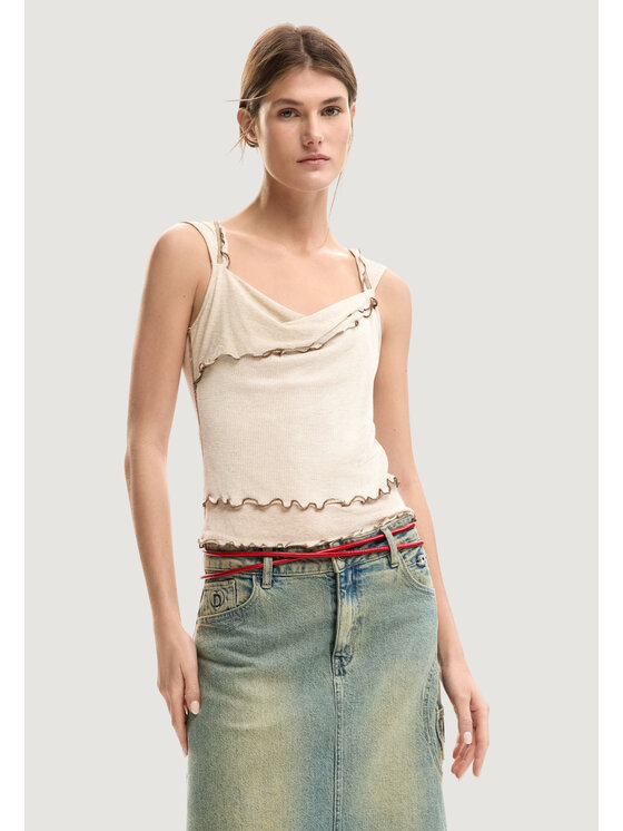 Desigual Desigual Canottiera TS_VILNA Beige Casual Fit