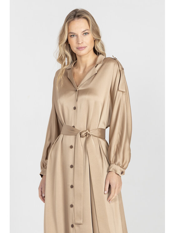 Deni Cler Milano Deni Cler Milano Sukienka elegancka W-DC-3261-E5-B1-13-1 Złoty Loose Fit