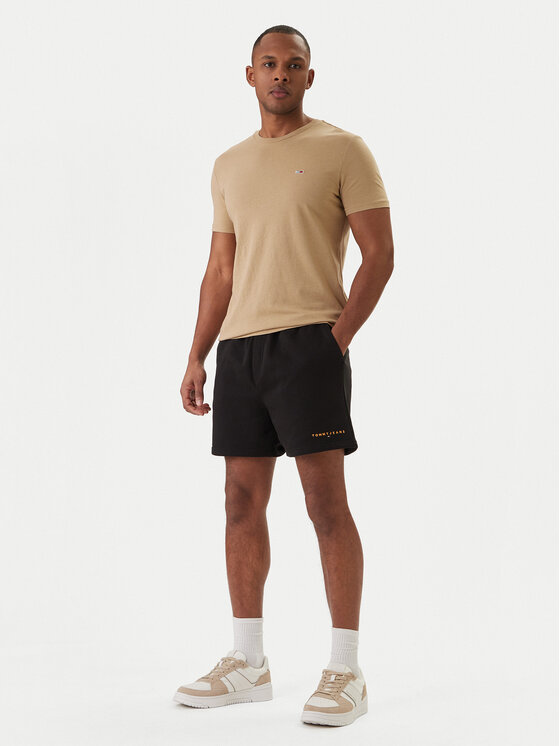 Tommy Jeans Tommy Jeans Sportovní kraťasy Contrast Linear DM0DM22697 Černá Regular Fit