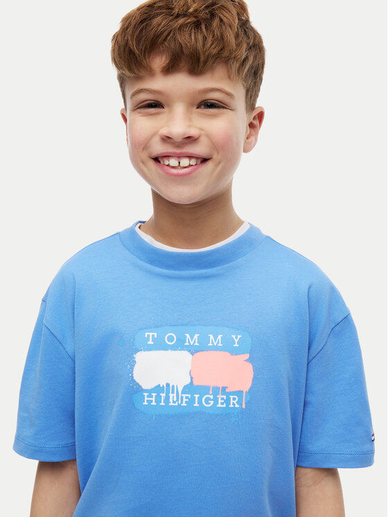 Tommy Hilfiger Tommy Hilfiger Тишърт Graffiti KB0KB10546 Светлосин Relaxed Fit