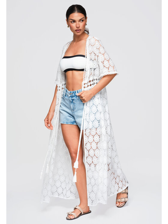 Ombre Ombre Sweter OW-SW-E0001 Biały Loose Fit