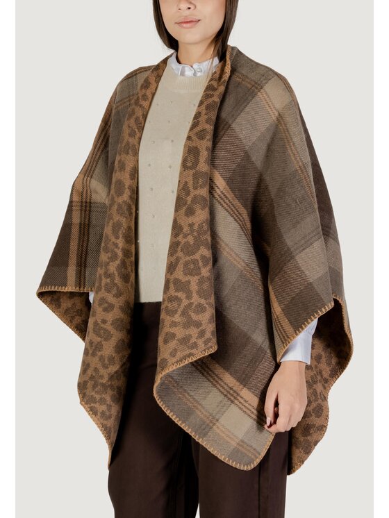 Pieces Pieces Mantella Pcjalina Poncho Reversable Bc Marrone Casual Fit