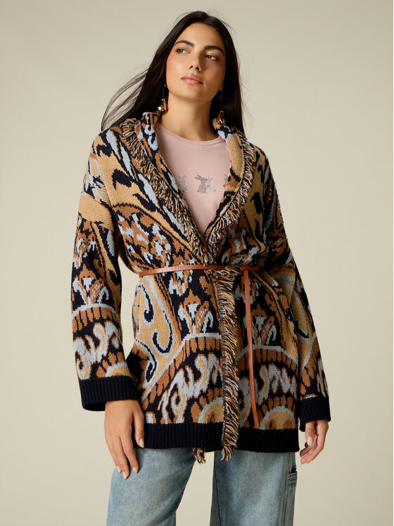 Oltre Oltre Sweter M207E002227N0Z4 Kremowy Over Fit