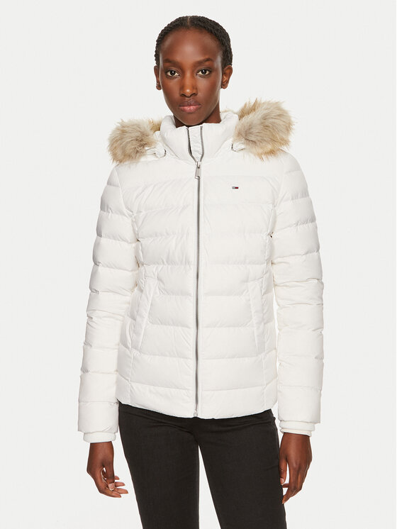Dámská Vatovaná bunda Tommy Jeans, Velikost:L, Barva: Bílá, Basic DW0DW18312