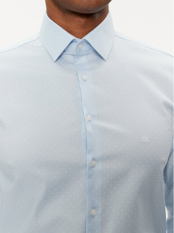 Calvin Klein Calvin Klein Camicia Micro Dot K10K112884 Celeste Slim Fit