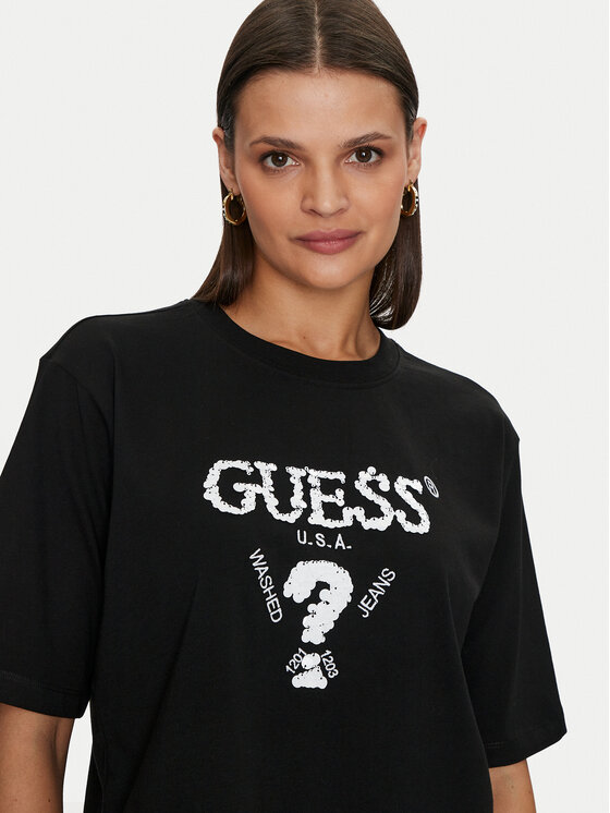 Guess Guess Тишърт Aurelie V4YI06 I3Z14 Черен Boxy Fit