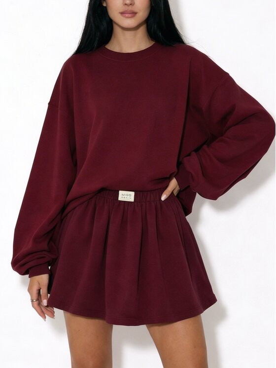 MissDenim MissDenim Sada top a sukňa Skirt Set Bordová Oversize