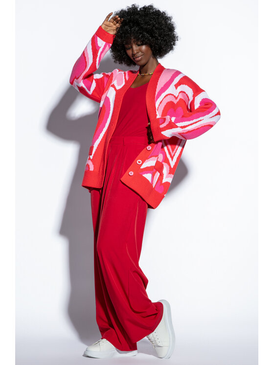Fobya Fobya Kardigan F1811 Czerwony Loose Fit