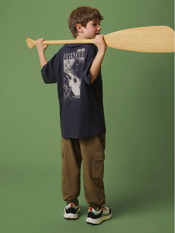 4F 4F T-Shirt ENJOY THE OUTDOORS Szary ciemny Loose Fit