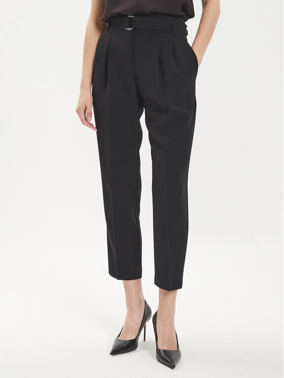 Boss Bavlnené nohavice Tapiah 50490037 Čierna Regular Fit