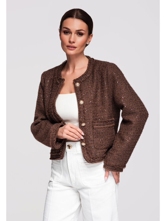 Ombre Ombre Marynarka OW-BLZB-0105 Brązowy Regular Fit