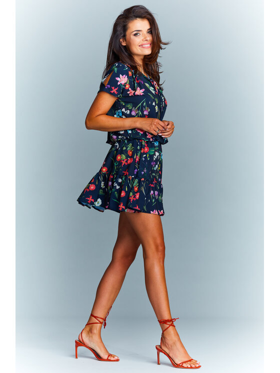 Awama Awama Sukienka letnia A283 Granatowy Basic Fit