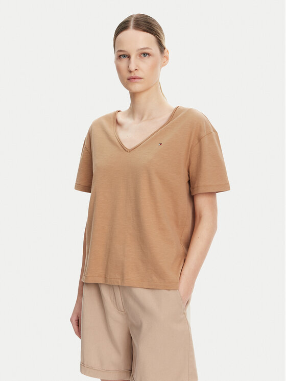 Tommy Hilfiger Tommy Hilfiger T-Shirt WW0WW43901 Béžová Relaxed Fit