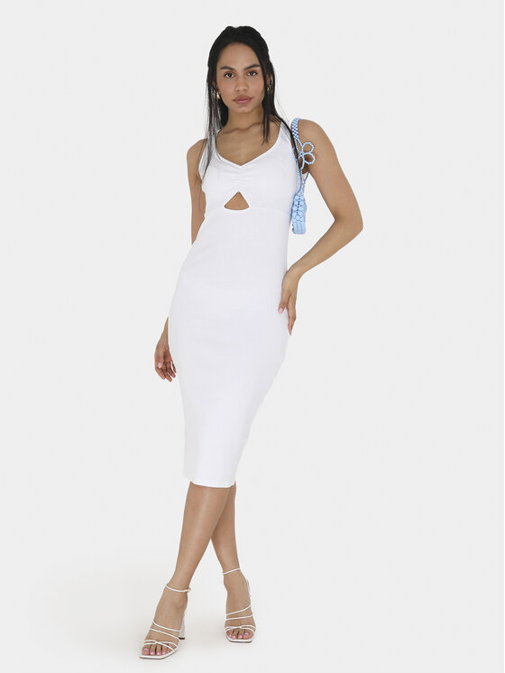 Brave Soul Letné šaty LDRJ-624RICKI Biela Slim Fit