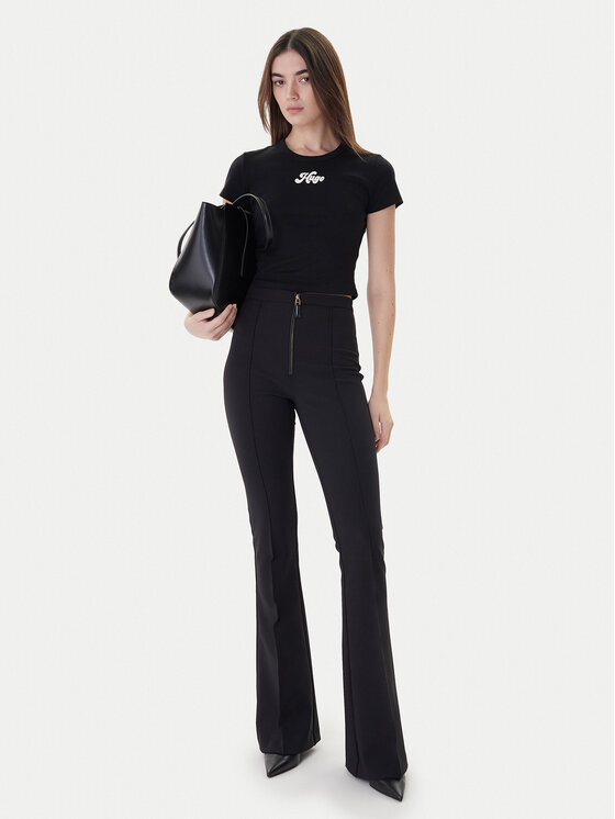 HUGO HUGO Póló Delanor_2 50539132 Fekete Cropped Fit