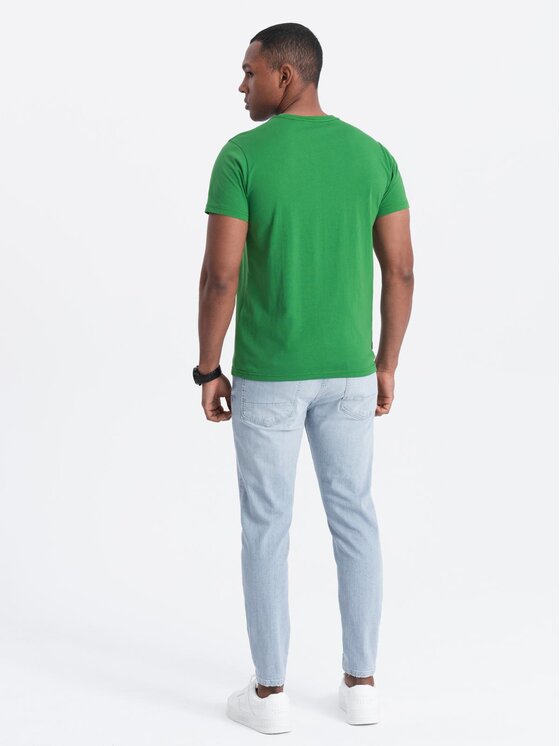 Ombre Ombre T-Shirt OM-TSBS-0146 Zielony Regular Fit