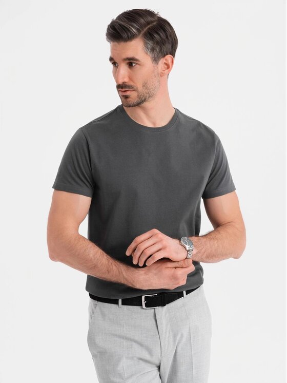Ombre Ombre T-Shirt OM-TSBS-0236 Šedá Regular Fit