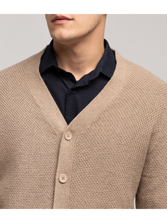 Lee Cooper Lee Cooper Kardigan ONTARIO 8020 Beżowy Regular Fit