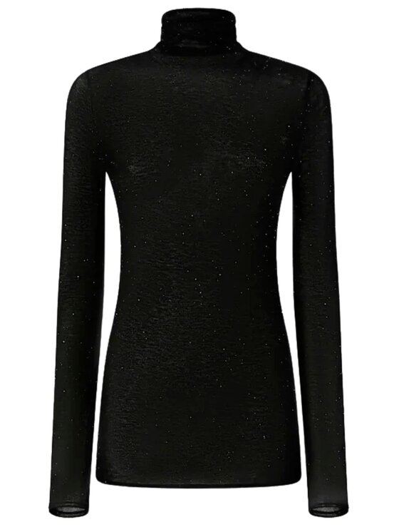 PINKO PINKO Golf Moss maglia ultrafine con micropaillettes Czarny Slim Fit